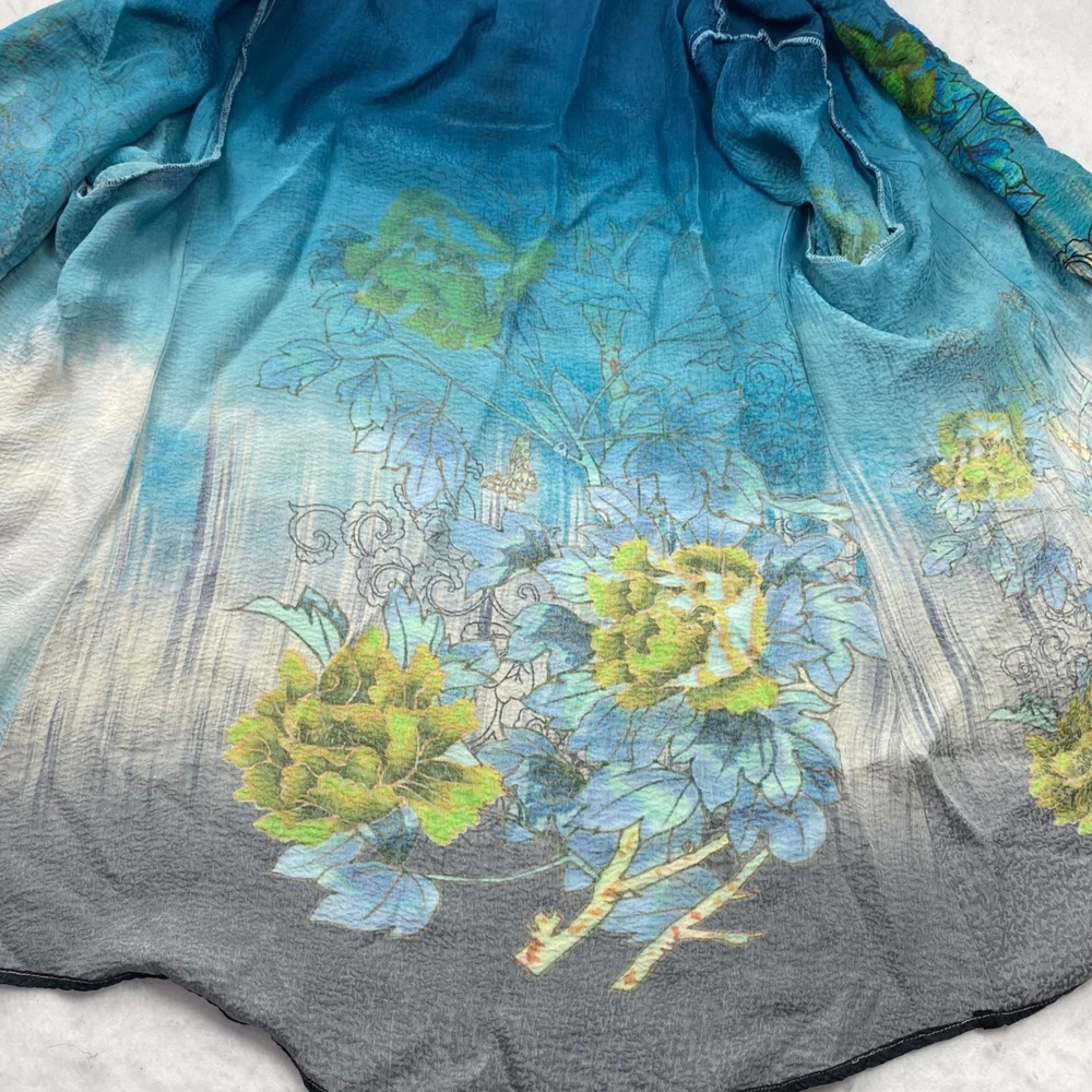 Citron Santa Monica Art To Wear Silk Rayon Crinkle Tunic Blouse Women's 0X - Picture 3 of 16